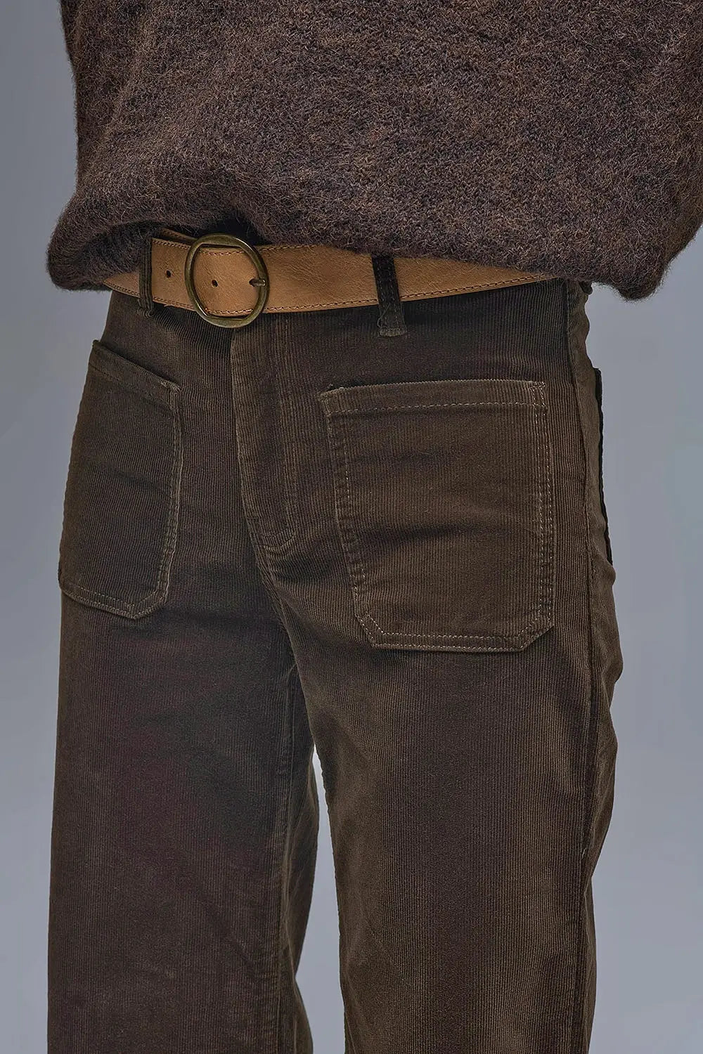 Straight Leg Corduroy Jeans in brown with pockets - Colored Jeans