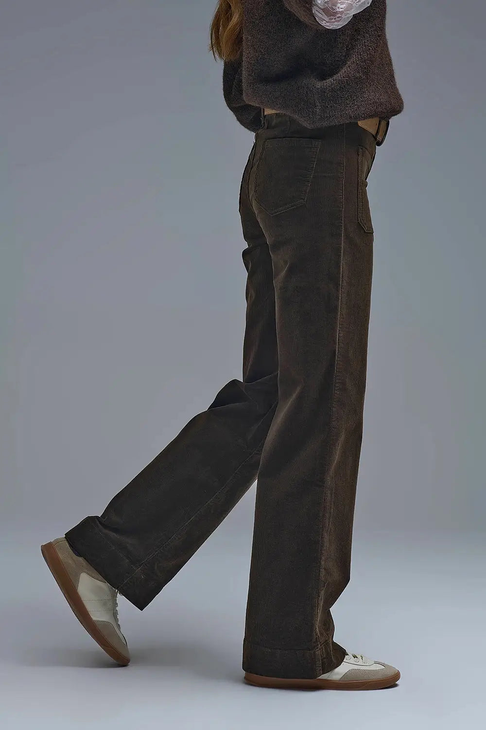 Straight Leg Corduroy Jeans in brown with pockets - Colored Jeans