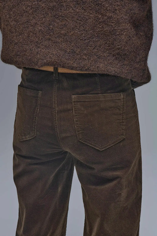 Straight Leg Corduroy Jeans in brown with pockets - Colored Jeans