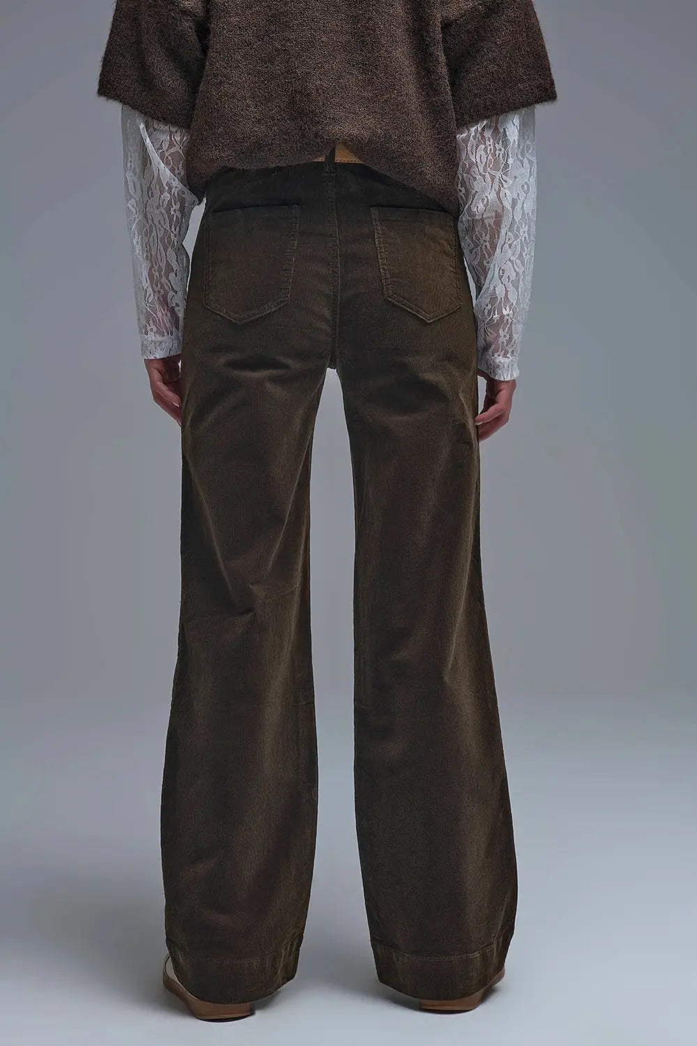 Straight Leg Corduroy Jeans in brown with pockets - Colored Jeans