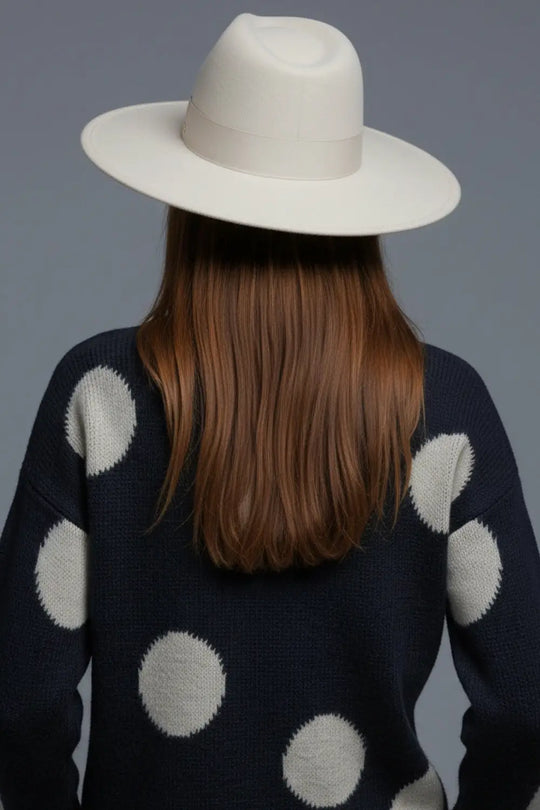 High-Neck Polka Dot Sweater With Bell Sleeves in navy - NAVY / ONE - Sweaters