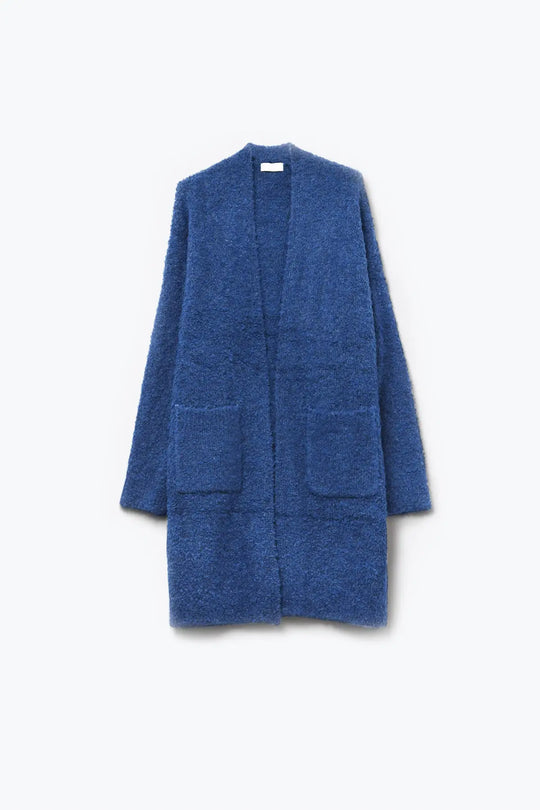 Oversized thick terry knit cardigan in blue - BLUE / ONE - Cardigans