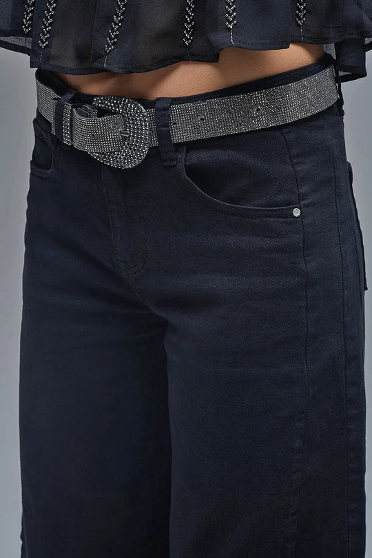 Trendy Black Barrel Balloon Jeans with Pockets - Pants