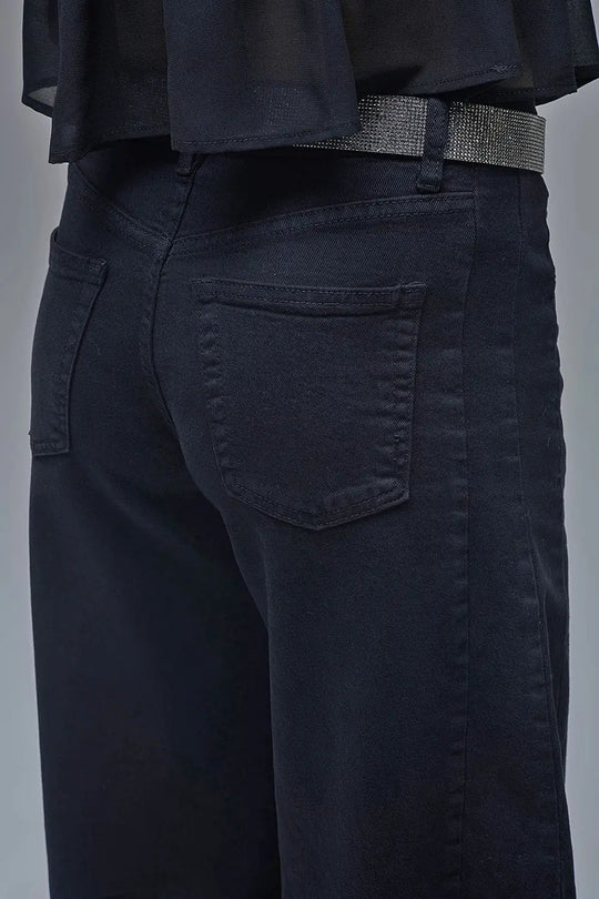 Trendy Black Barrel Balloon Jeans with Pockets - Pants