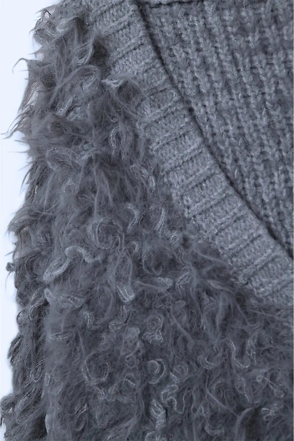 Chunky Shag Style Fluffy Knitted Cardigan in Grey - GRAY / ONE - Jackets