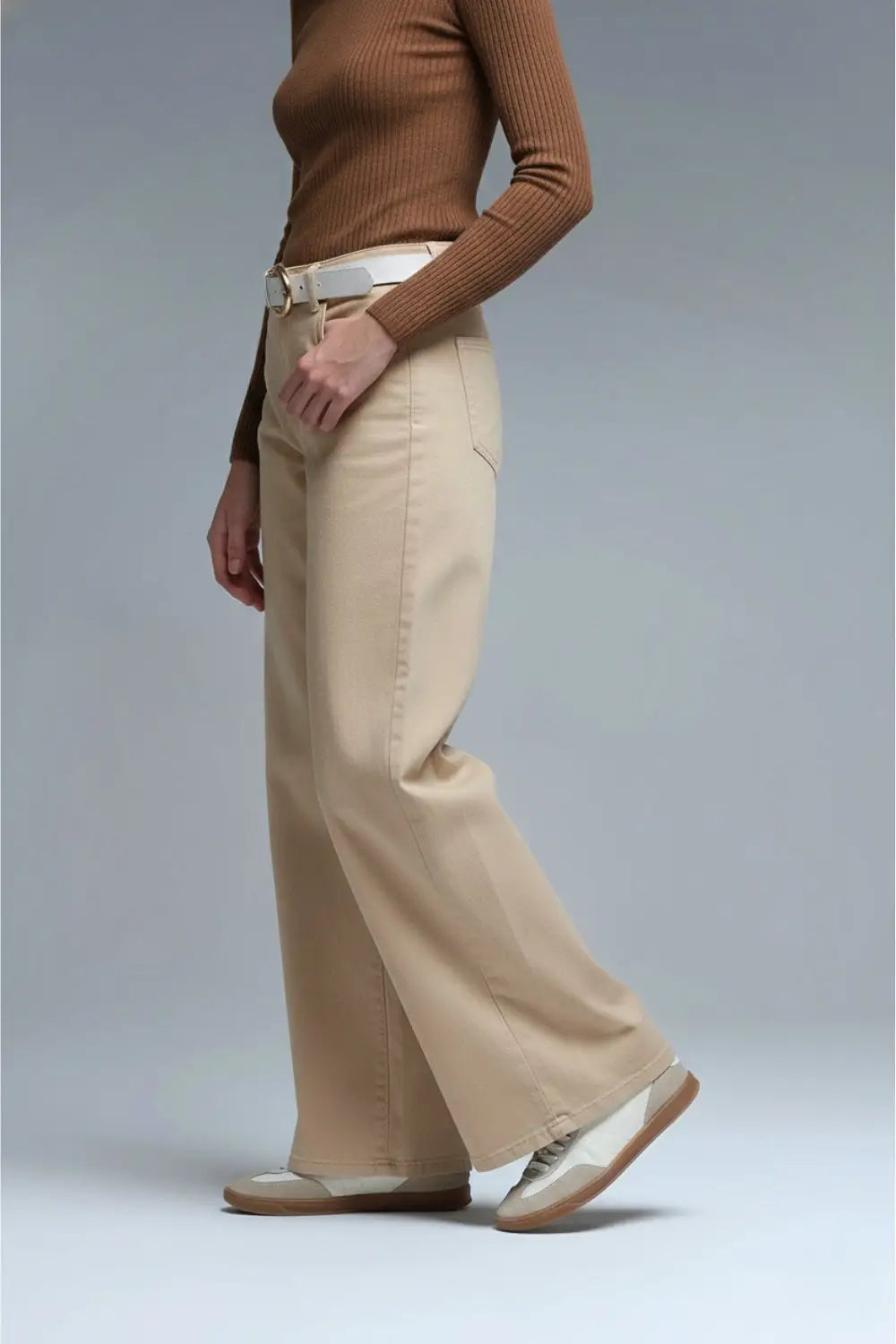 Pants extra wide fit in washed beige - Colored Jeans