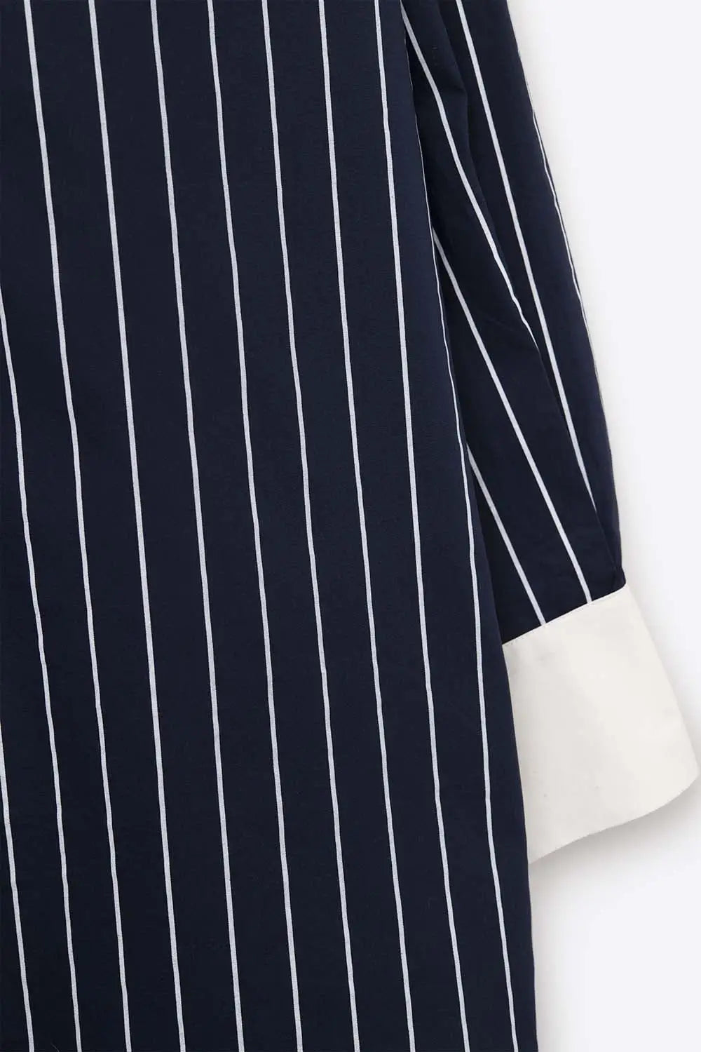 Navy Blue Striped High-Collar Shirt in soft poplin - Shirts