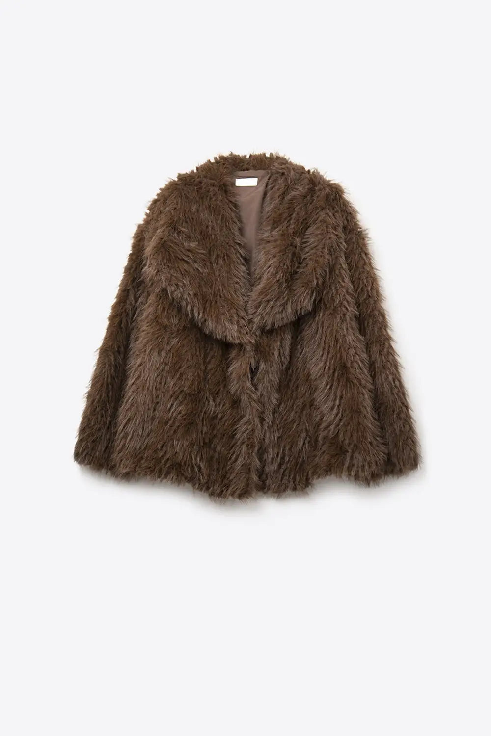 Chic brown Faux Fur Jacket with a wide neck - Jackets