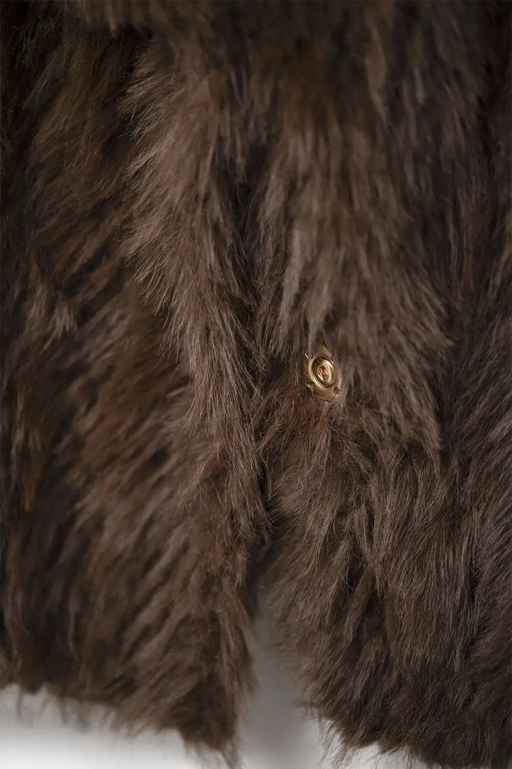 Chic brown Faux Fur Jacket with a wide neck - Jackets
