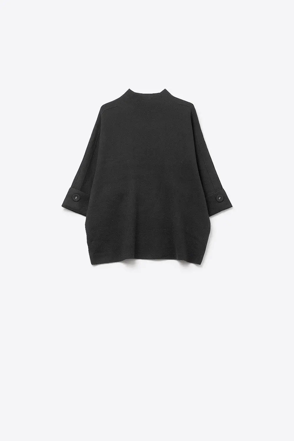 Black Knitted Sweater with sleeves Button Details - BLACK / ONE - Sweaters