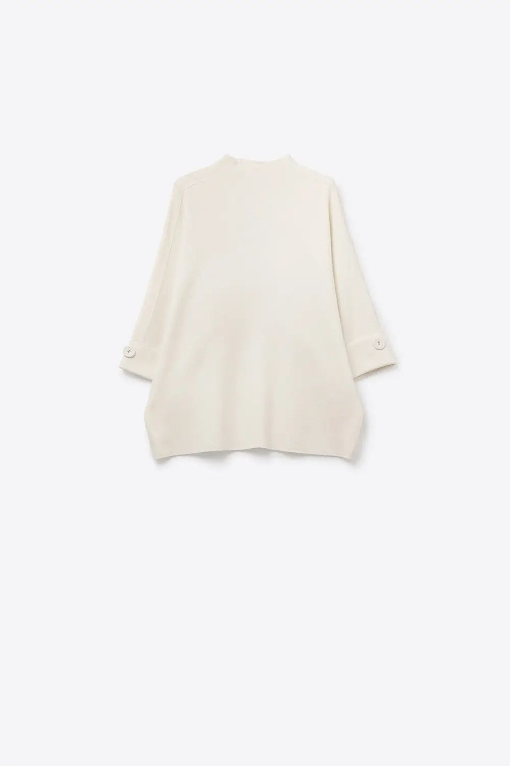 White Knitted Sweater with Button Details - WHITE / ONE - Sweaters