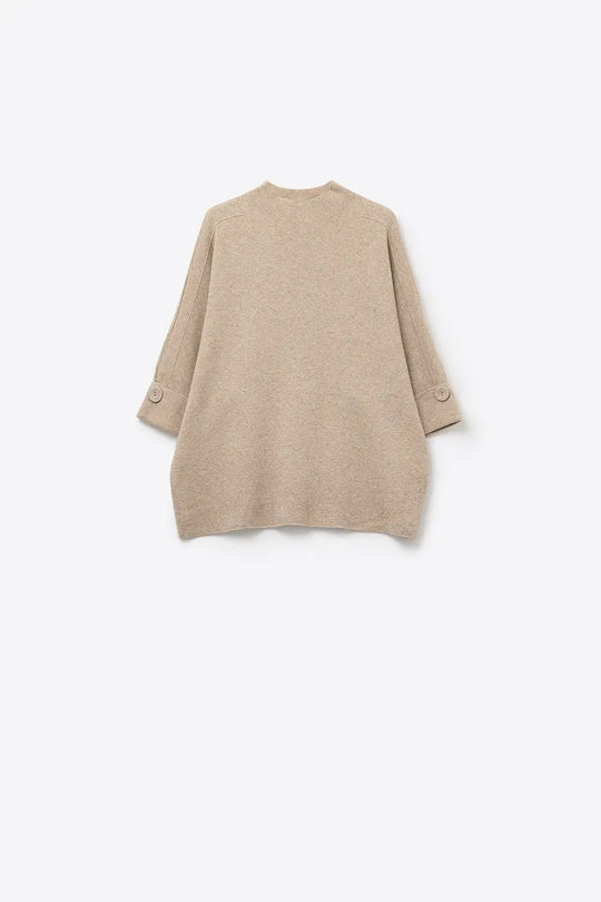 Camel Knitted Sweater with Button Details - BEIGE / ONE - Sweaters