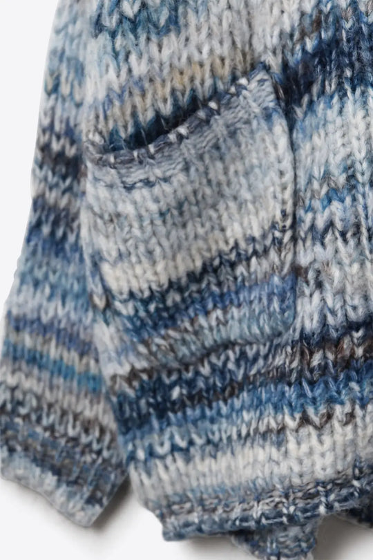 Oversized mottled striped long cardigan with pockets in Blue - BLUE / ONE - Cardigans