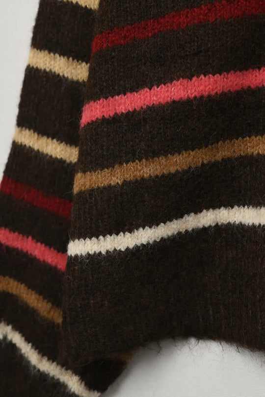 Brown Oversized Multicolor Stripe Jumper - BROWN / ONE - Sweaters
