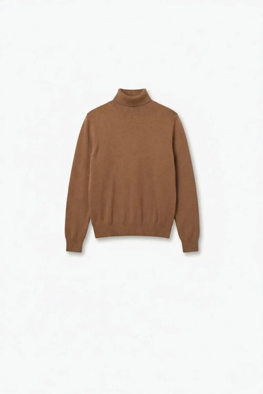 camel-colored turtleneck sweater in fine merino wool knit - BEIGE / ONE - Sweaters