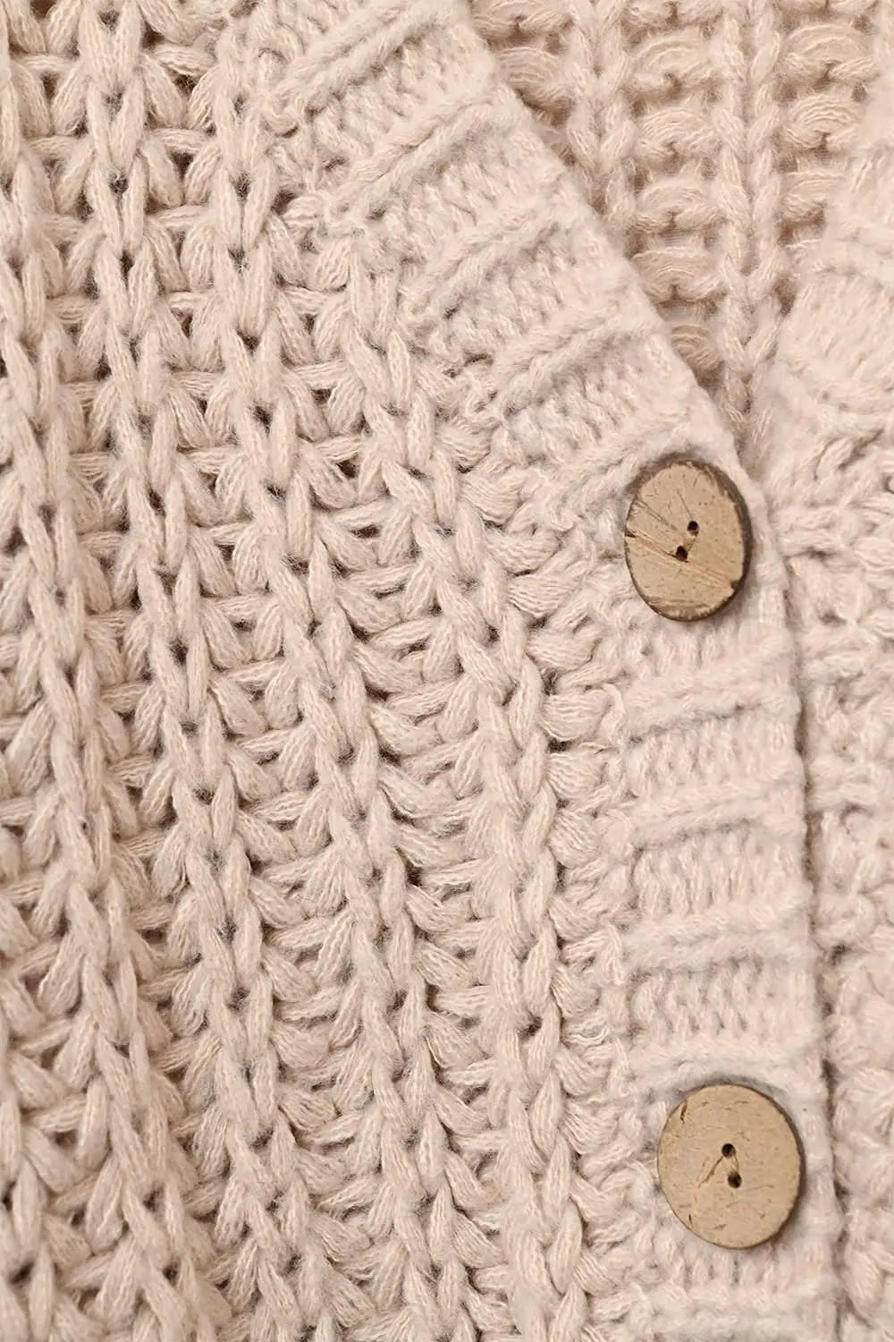 Open Knit Chunky Cardigan In dark beige - BEIGE / ONE - Cardigans