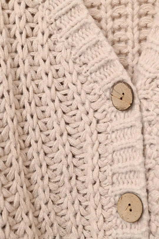 Open Knit Chunky Cardigan In dark beige - BEIGE / ONE - Cardigans