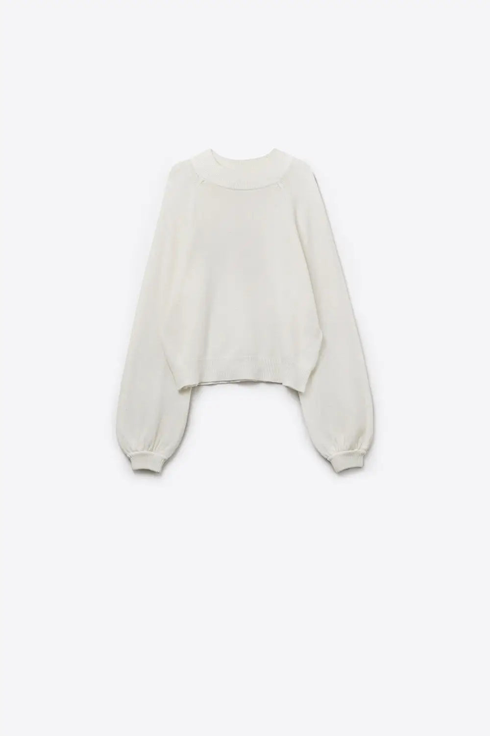 relaxed style white jumper with balloon sleeves - CREAM / ONE - Sweaters