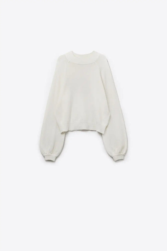 relaxed style white jumper with balloon sleeves - CREAM / ONE - Sweaters