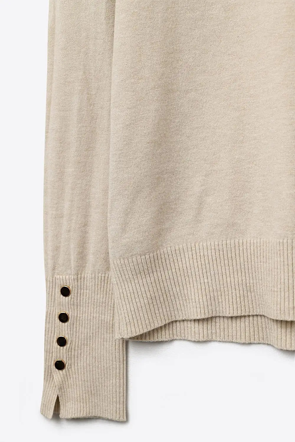 beige turtleneck sweater with gold buttons on the cuff - BEIGE / ONE - Sweaters