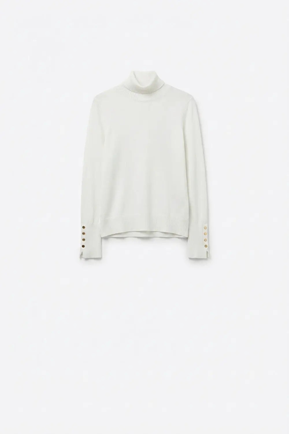 White turtleneck sweater with gold buttons on the cuff - WHITE / ONE - Sweaters