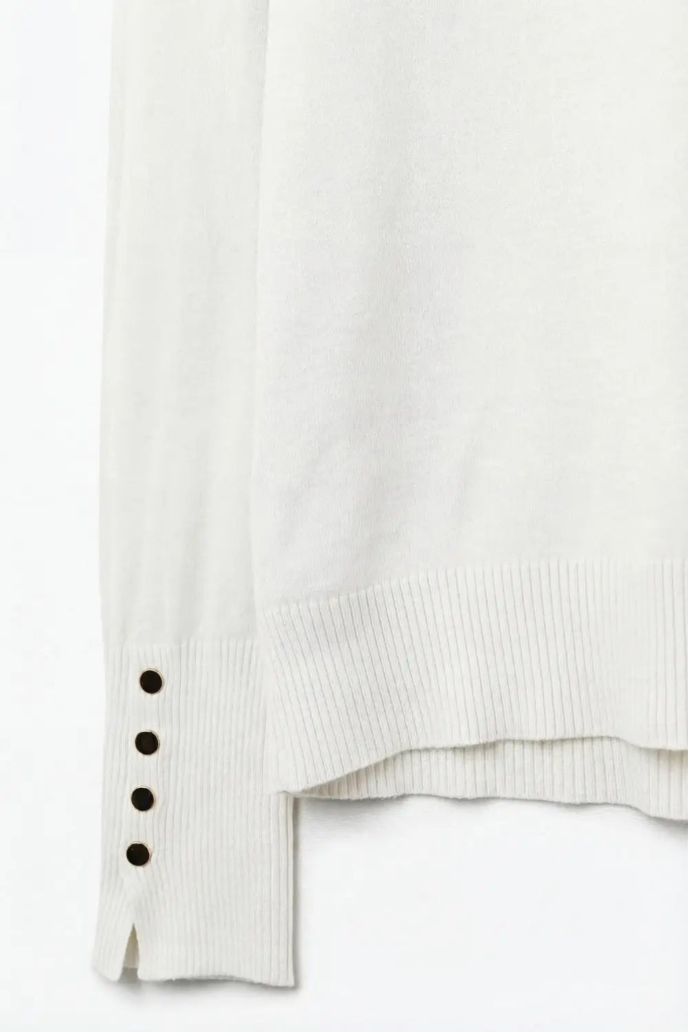 White turtleneck sweater with gold buttons on the cuff - WHITE / ONE - Sweaters