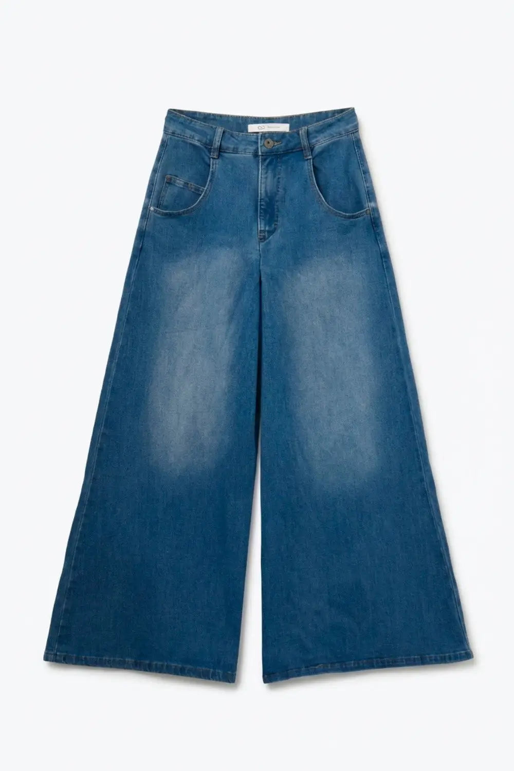 Extra Wide Leg Denim Skort with Front Pleat