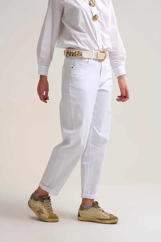 Relaxed Tapered Pants in white Comfy Stretch - Pants
