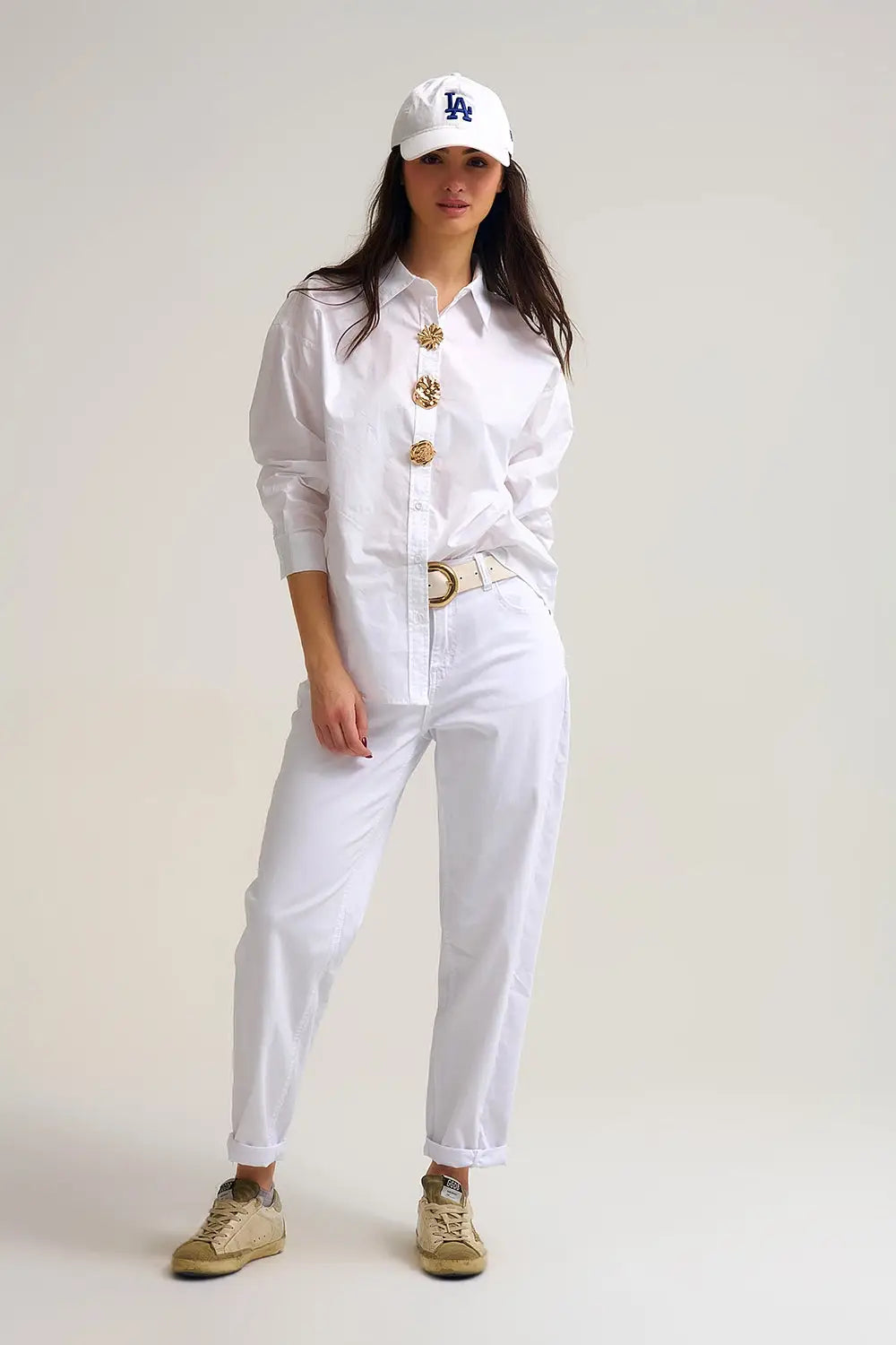 Relaxed Tapered Pants in white Comfy Stretch - Pants