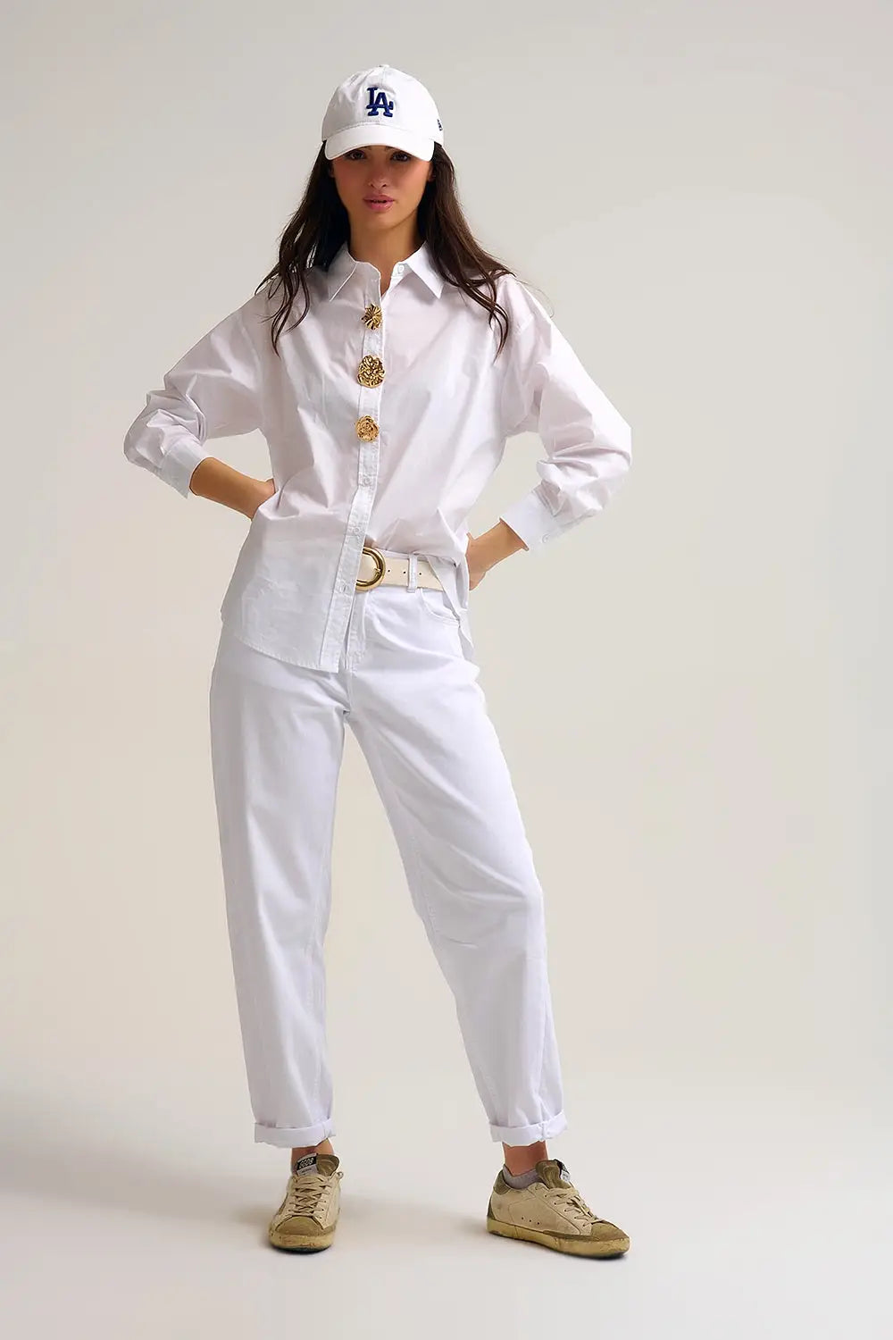 Relaxed Tapered Pants in white Comfy Stretch - Pants