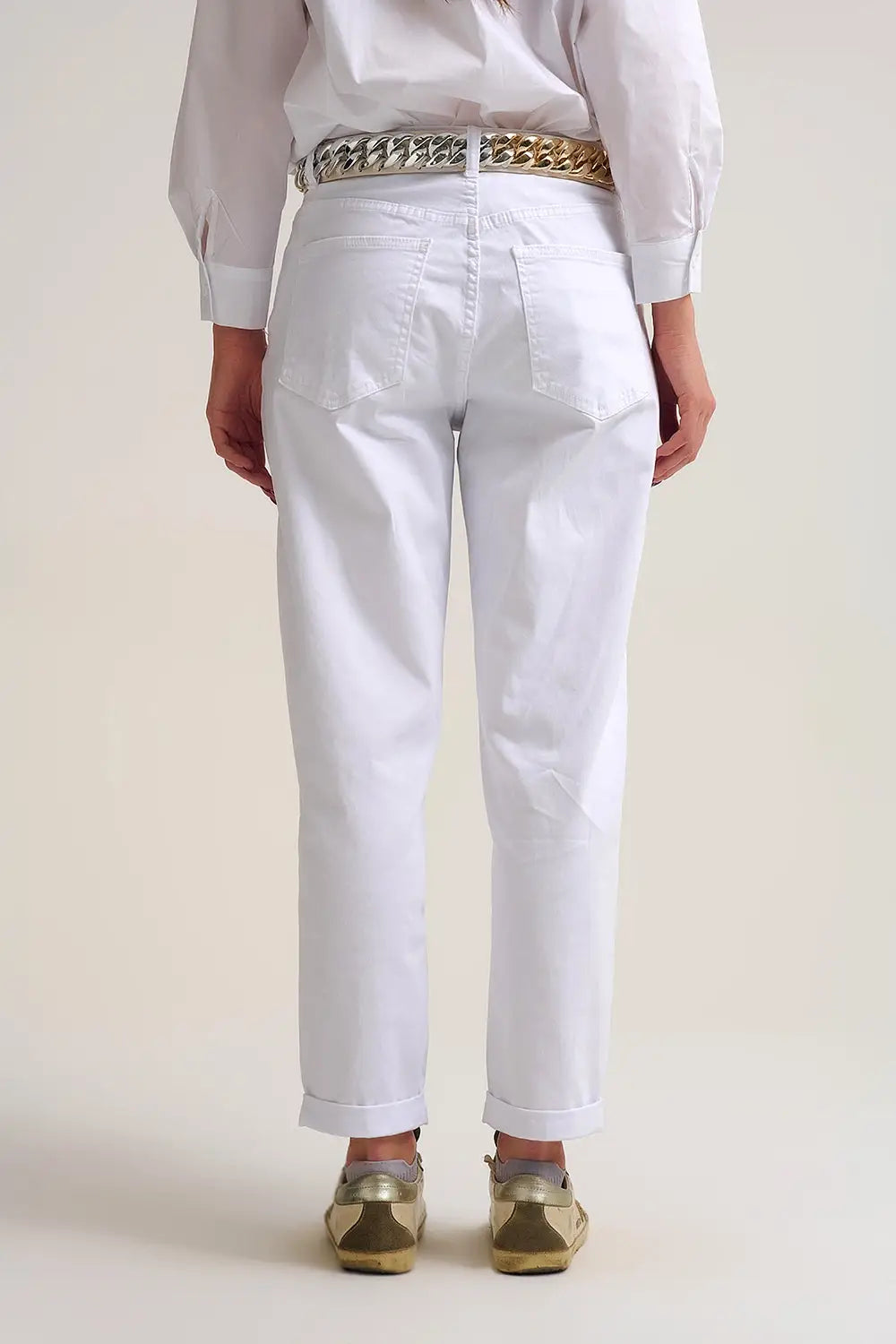 Relaxed Tapered Pants in white Comfy Stretch - Pants