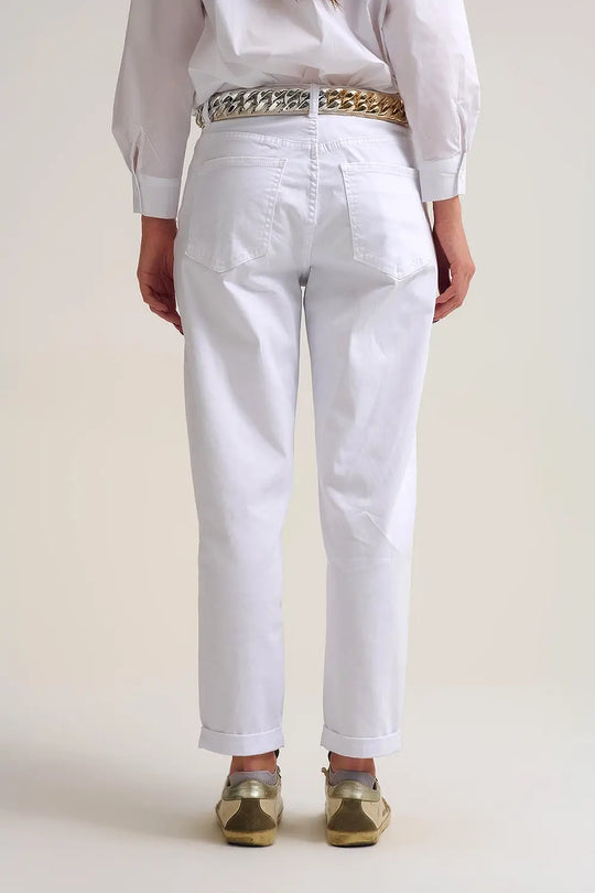 Relaxed Tapered Pants in white Comfy Stretch - Pants