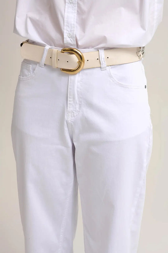 Relaxed Tapered Pants in white Comfy Stretch - Pants