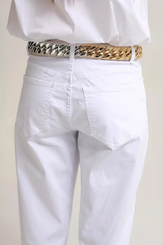 Relaxed Tapered Pants in white Comfy Stretch - Pants