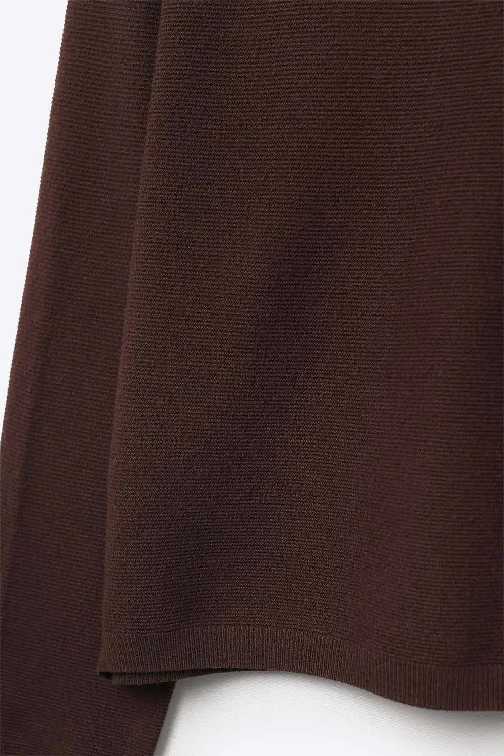 Brown Fine Knit V-Neck Sweater with Subtle Linear Texture - BROWN / ONE - Sweaters