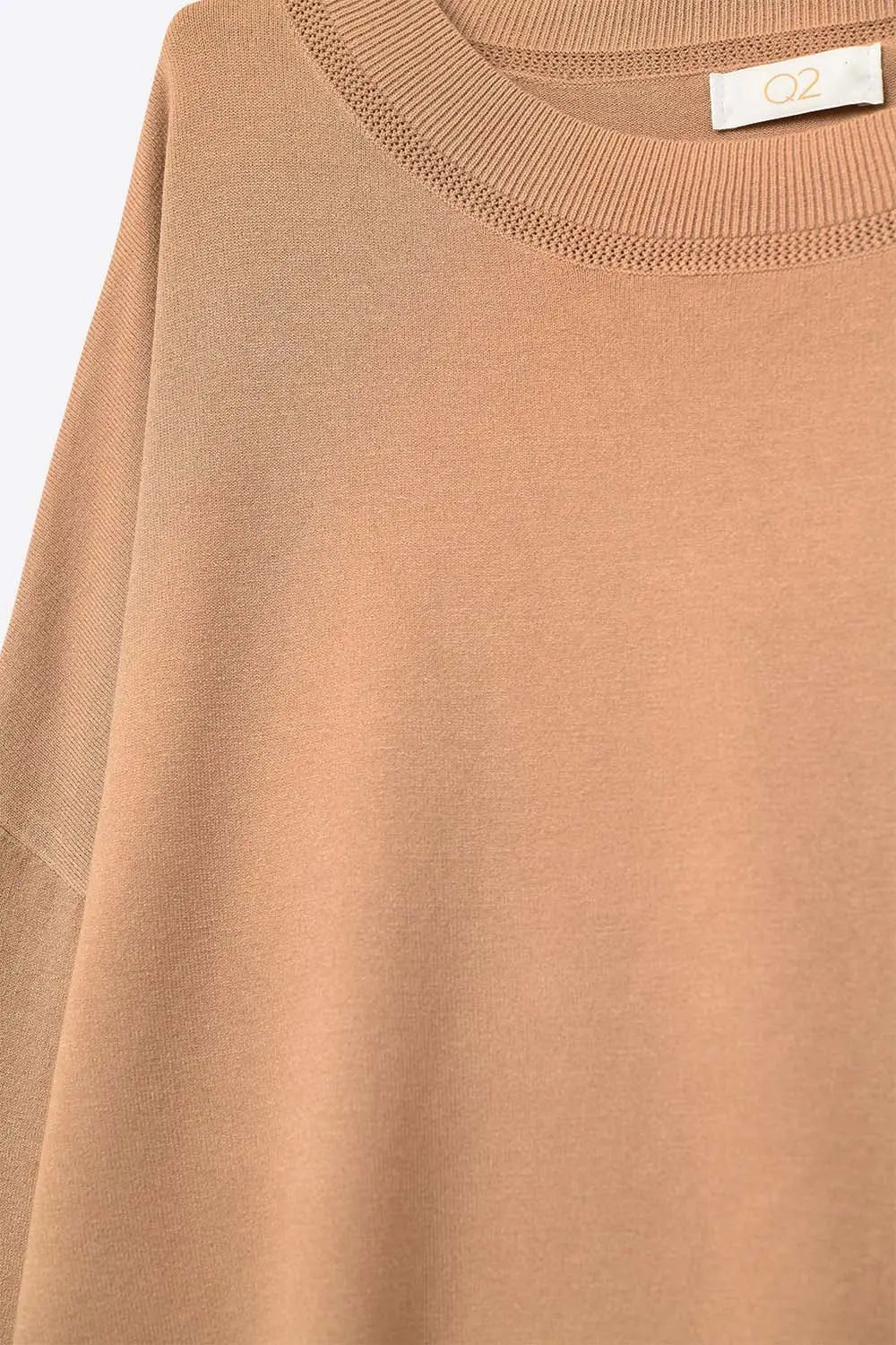 Camel knit sweater with mesh collar detail - CAMEL / ONE - Sweaters