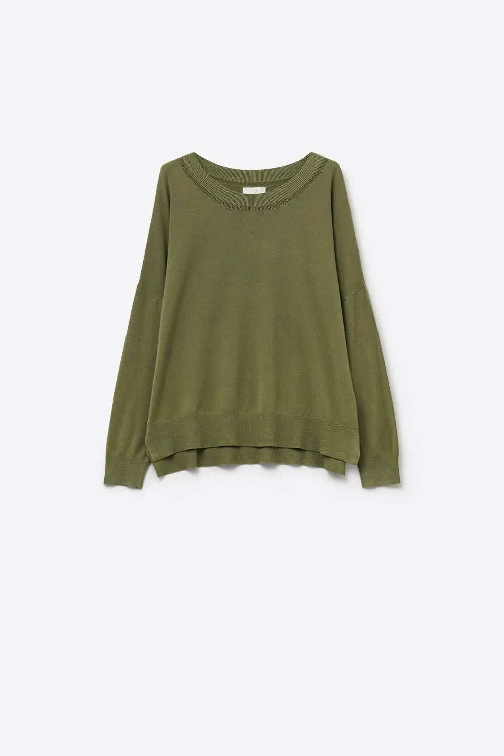 Khaki knit sweater with mesh collar detail - KHAKI / ONE - Sweaters