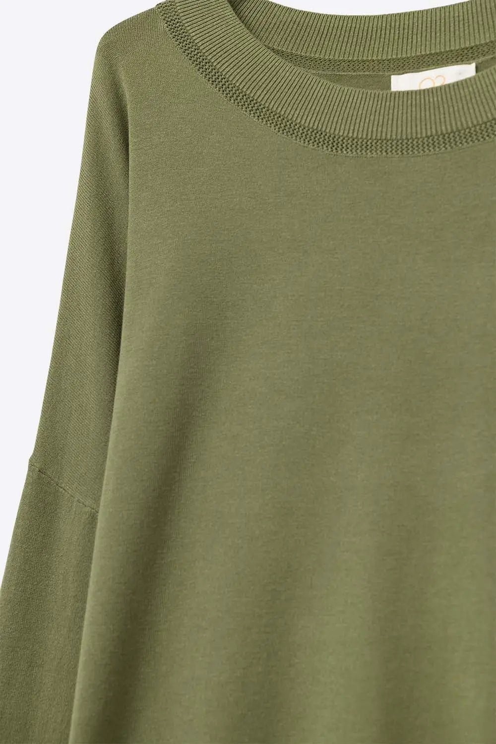 Khaki knit sweater with mesh collar detail - KHAKI / ONE - Sweaters