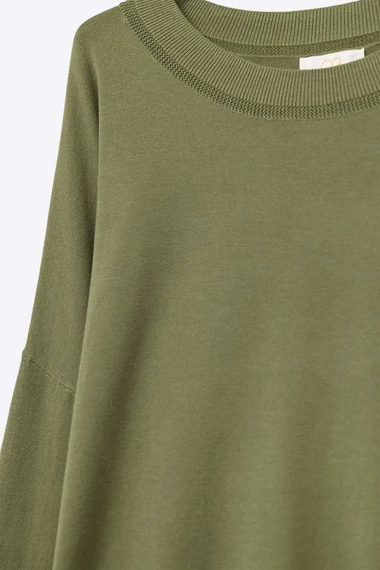 Khaki knit sweater with mesh collar detail - KHAKI / ONE - Sweaters