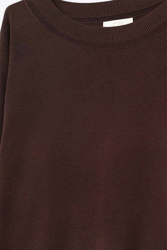 Brown knit sweater with mesh collar detail - BROWN / ONE - Sweaters