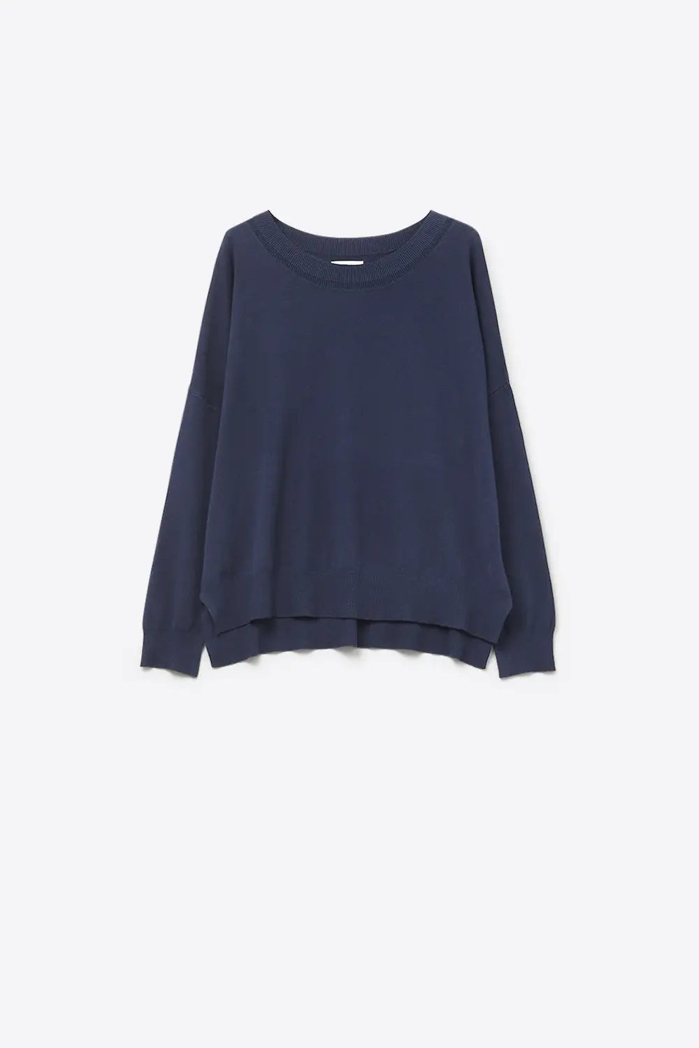 Navy knit sweater with mesh collar detail - NAVY / ONE - Sweaters