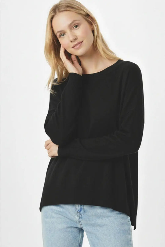 Black knit sweater with mesh collar detail - BLACK / ONE - Sweaters