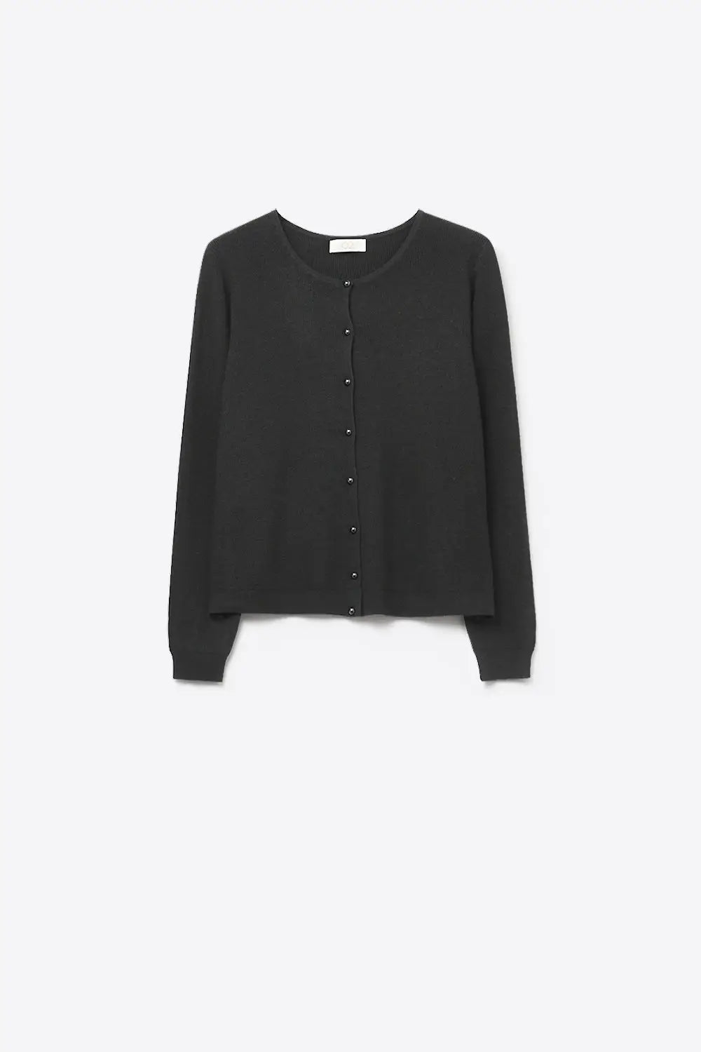 Black Ribbed Knit Cardigan with Mother-of-Pearl Buttons - BLACK / ONE - Cardigans