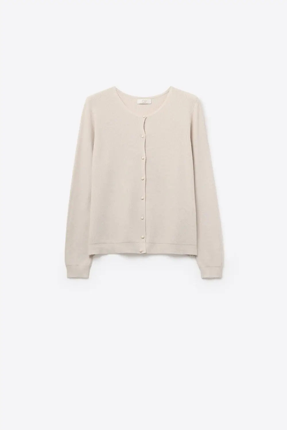 Beige Ribbed Knit Cardigan with Mother-of-Pearl Buttons - BEIGE / ONE - Cardigans