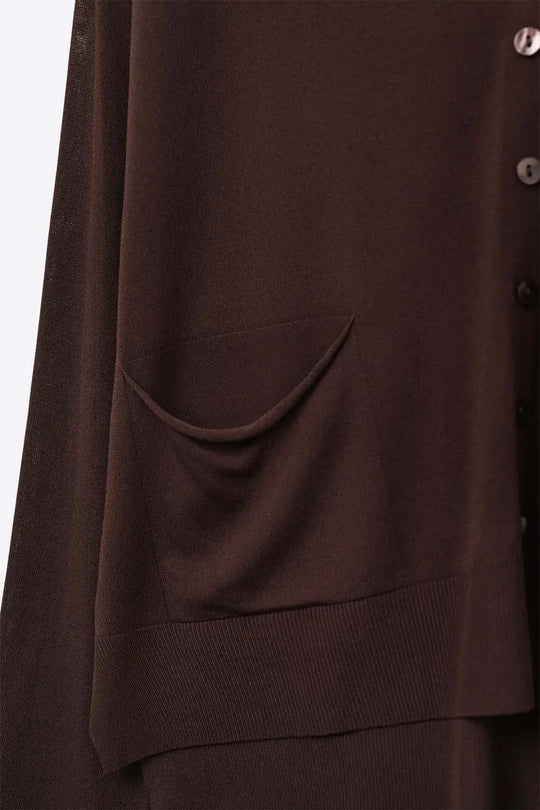 Fine Knit Cardigan with Front Pockets in brown - BROWN / ONE - Cardigans