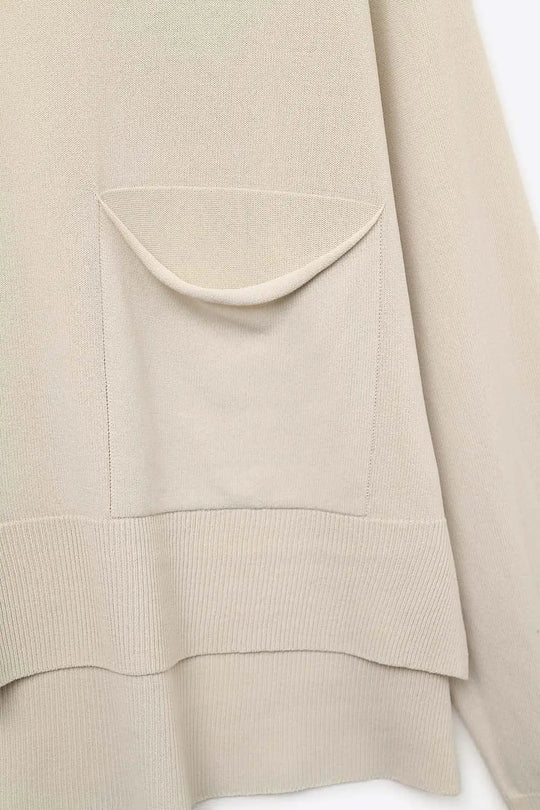 Fine Knit Cardigan with Front Pockets in beige - BEIGE / ONE - Cardigans