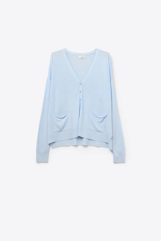 Fine Knit Cardigan with Front Pockets in blue - BLUE / ONE - Cardigans
