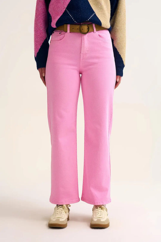 Cropped wide leg jeans in bubblegum pink - Colored Jeans