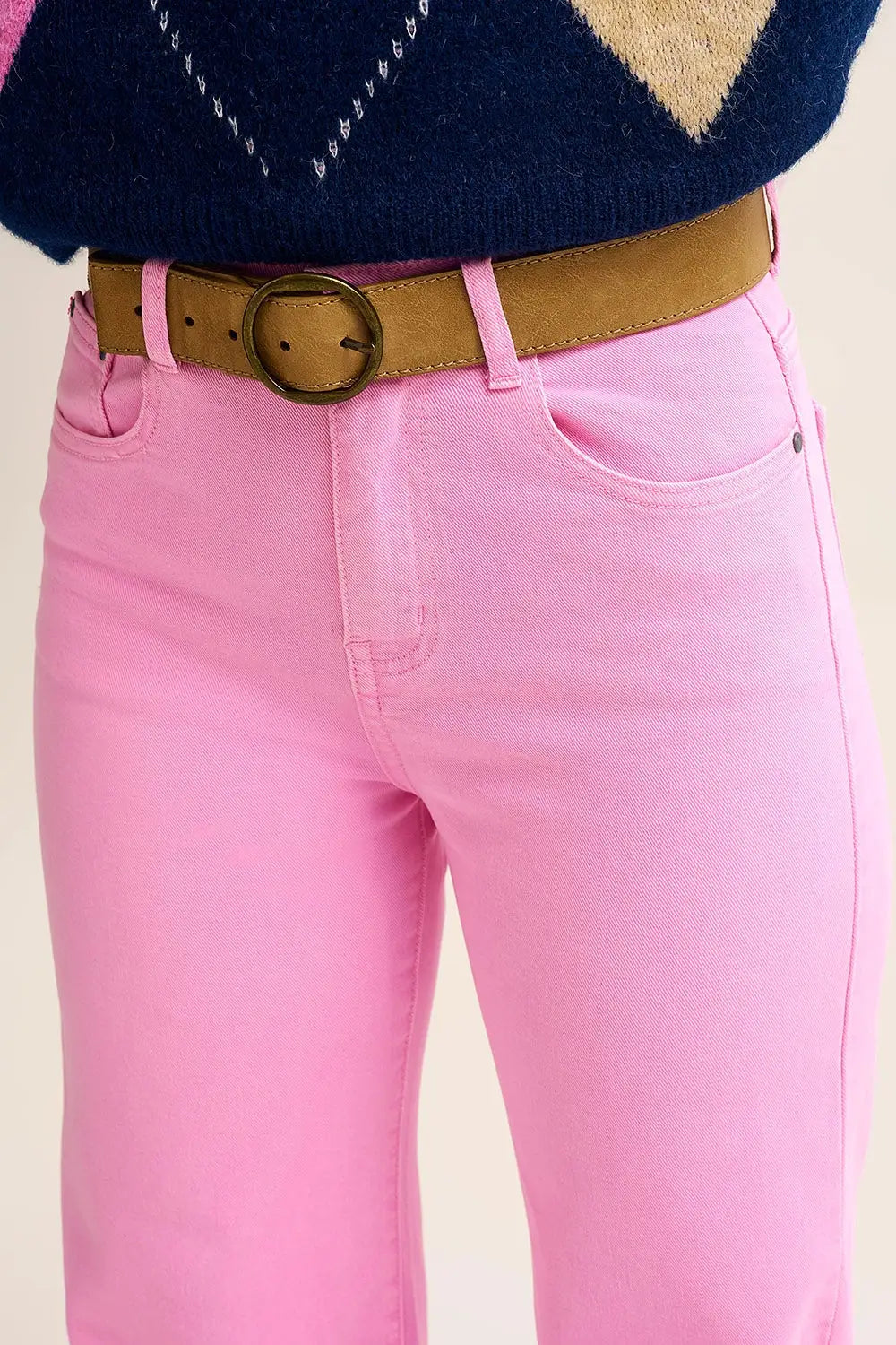 Cropped wide leg jeans in bubblegum pink - Colored Jeans