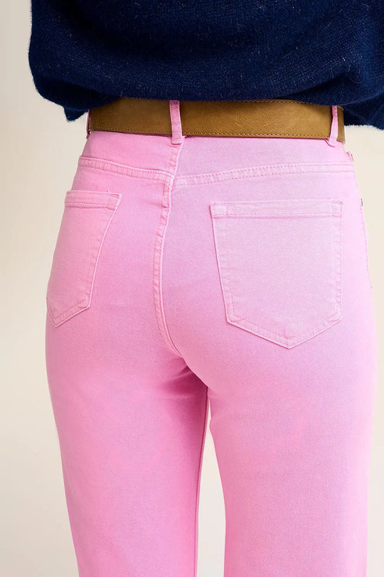 Cropped wide leg jeans in bubblegum pink - Colored Jeans